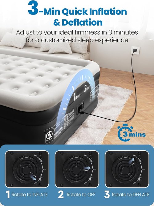**CHERIMOR Queen Air Mattress - 18" Raised Comfort with Built-in Pump & Leak-Proof Design | Supports 800 lbs**