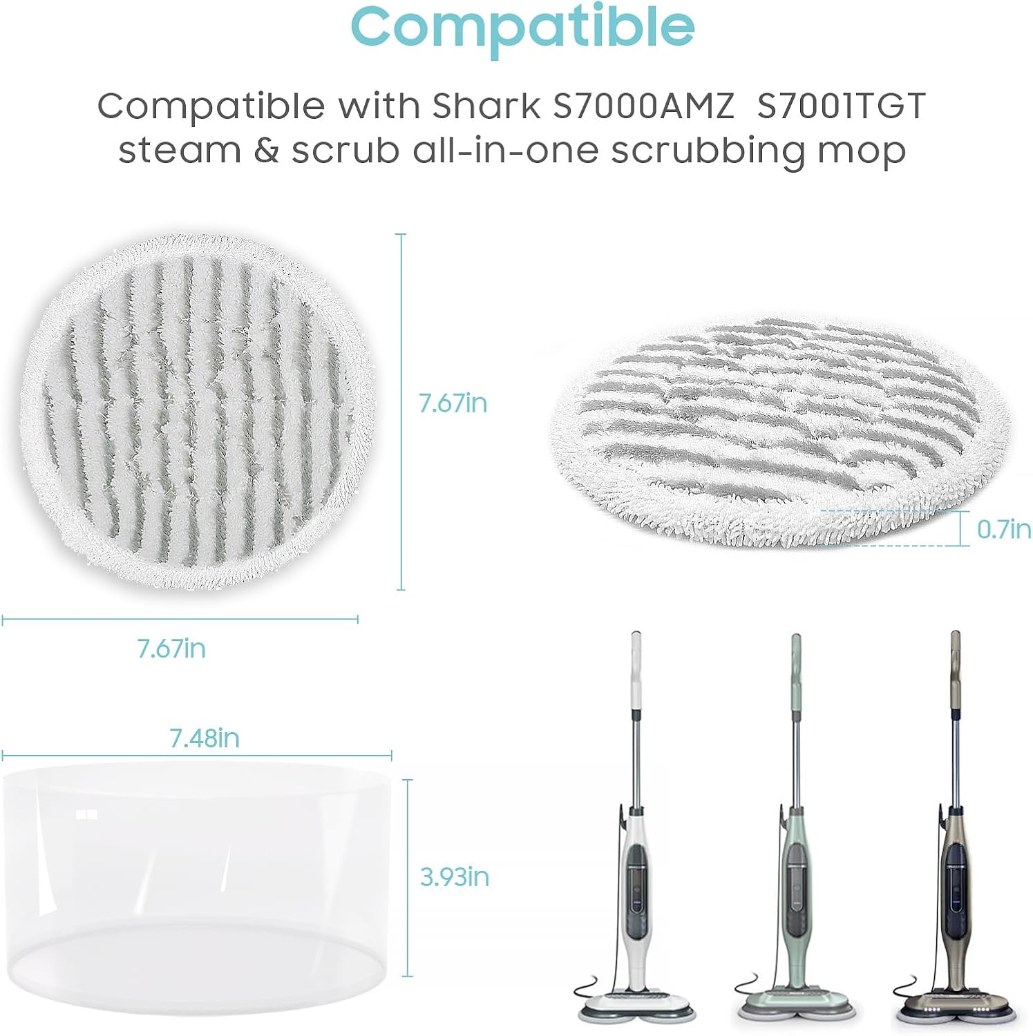 Shark 8-Pack Replacement Steam Mop Pads - Compatible with S8201, S8001, S7001, S7201 | Superior Cleaning Performance