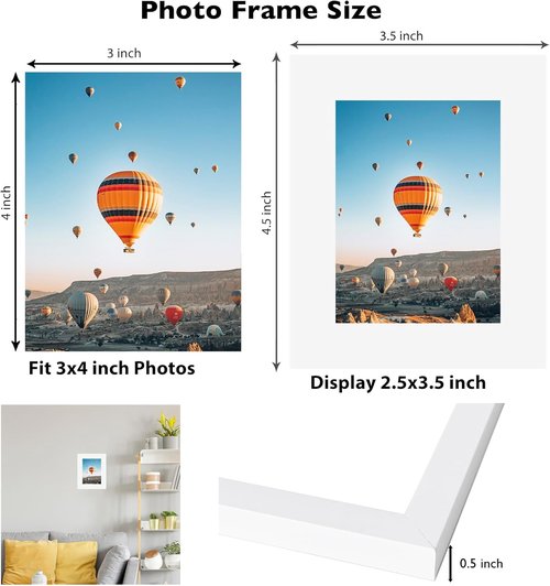 JCJMY 3x4 Black Picture Frame - Shatter Resistant Plexiglass for Tabletop or Wall Display