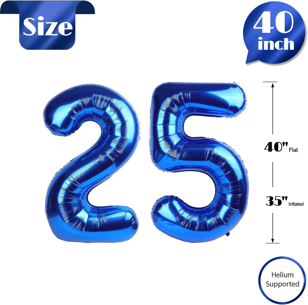 Number 25 Balloon by [Brand Name] - 40-Inch Navy Blue Birthday Decoration for 25th Celebration