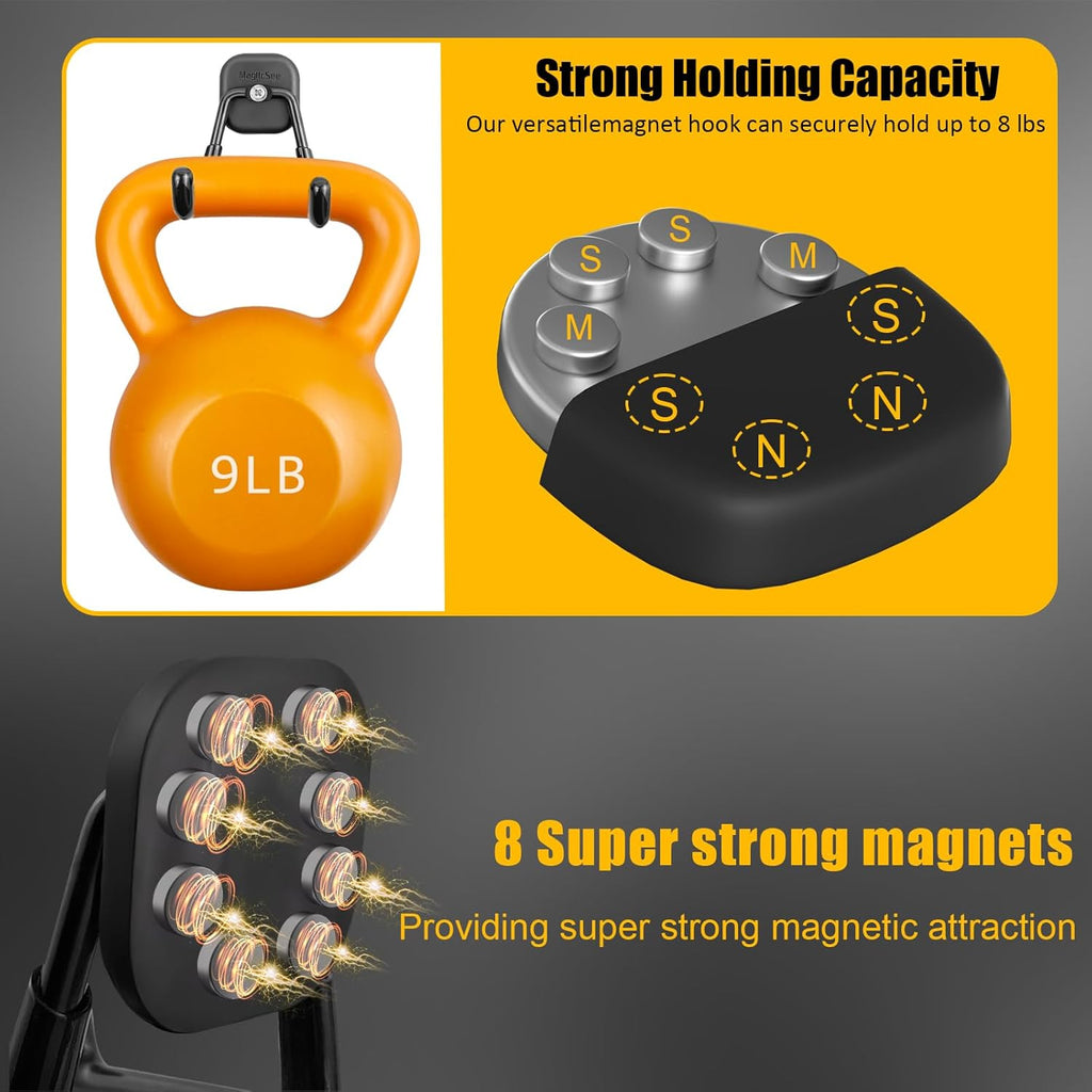 Skiennix Heavy-Duty Magnetic Garage Hooks - 2 Pack Utility Tool Organizer with Anti-Slip Rubber Coating