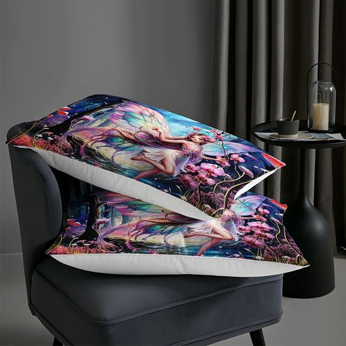 AILONEN Beautiful Butterfly Fairy Comforter Set,Magic Mushroom Duvet Set Queen Size, Mysterious Fairy Forest Theme Bedding Set Perfect for Kids Girls Bedroom,1 Quilt + 2 Pillow Case