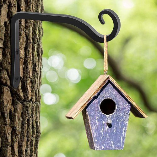 Gtongoko 6-Inch Metal Plant Hangers - Durable Outdoor & Indoor Hooks for Bird Feeders, Lanterns, Black | 2-Pack