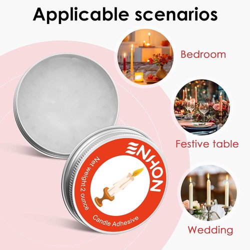 Enhon Candle Adhesive | 4 Pack 8oz Taper Candle Stick Glue for Secure Wedding & Party Decor