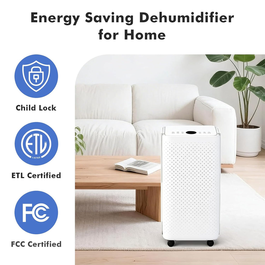 NEWBULIG 30-Pint Dehumidifier - Quiet 38dB Operation | Smart Humidity Control for Home & Basement