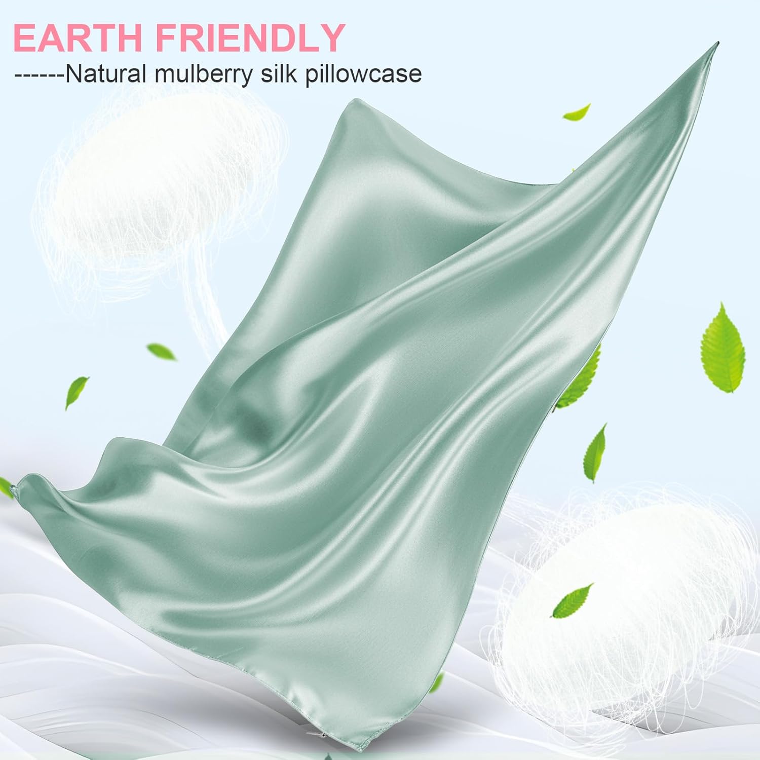 Skiennix Silk Pillowcases - 2 Pack King Size, Mulberry Silk for Hair & Skin - Soft Sage Green