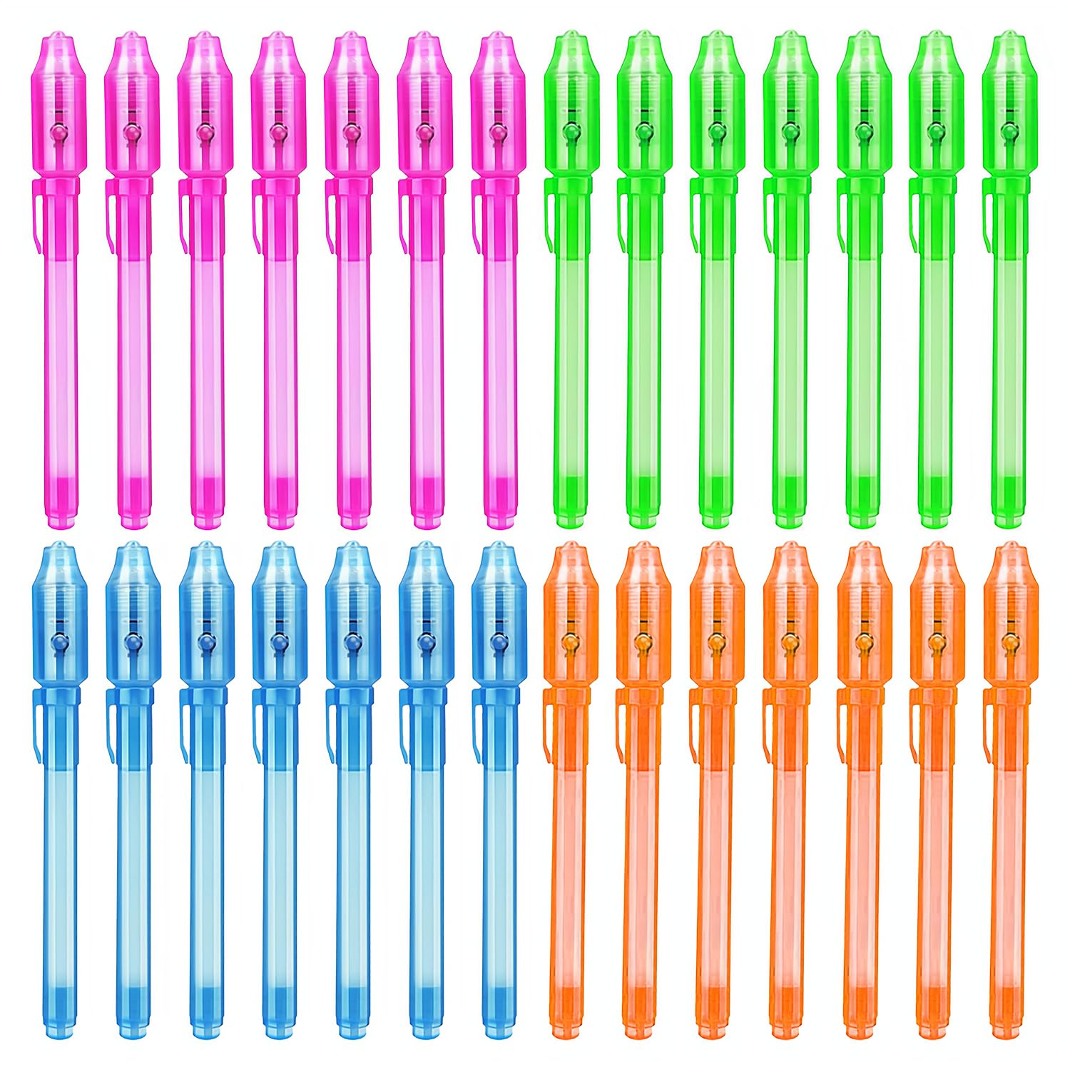 JPXH 28 Pcs Invisible Spy Ink Pen With UV Light for Kids, Magic pen for Secret Messages, Disappearing Ink Pens Fit for Boys & Girls Birthday Party Favors, Classroom Exchanges and Goodie Bag Fillers