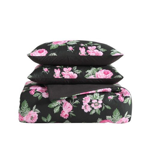 Betsey Johnson - King Bedding Set, Wrinkle-Resistant 8 Piece Bed Set, Ultra-Soft Comforter w/Matching Bed Sheets, Pillowcases & Throw Blanket, Lightweight for All-Season Comfort (Garden Floral Pink)