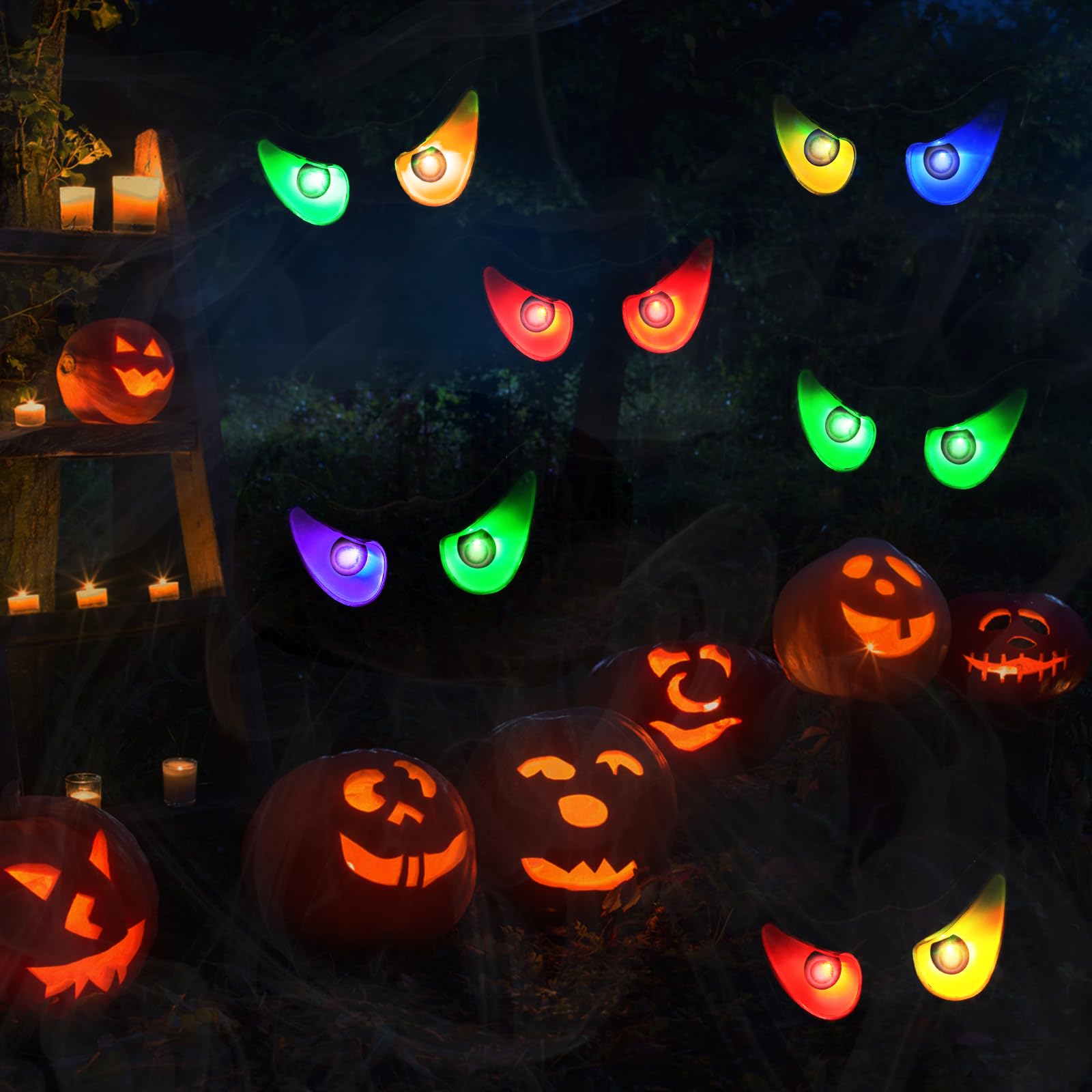 iShabao Halloween Spooky Eyes Lights, Battery with RGB Color Changing Flashing Eyes, Lighted Up Peeping Eyeball Halloween Decorations Lights for Indoor Outdoor Party Garden Window Decor