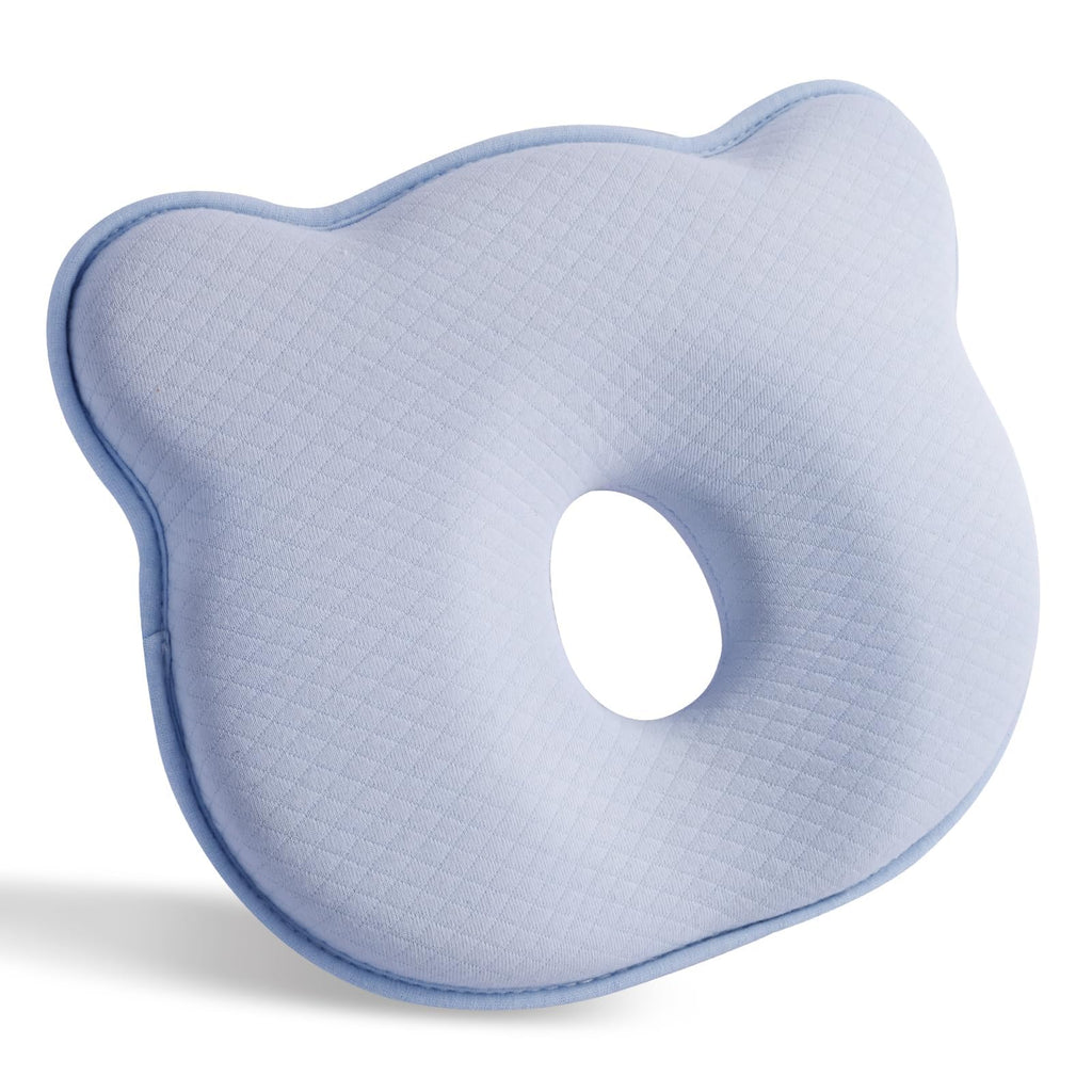 Memory Foam Baby Pillow,Cute Cartoon Bear Soft and Cozy Pillow, Breathable Bedding Set for Infants for Small Boys and Girls Prevent Flat Head Tummy