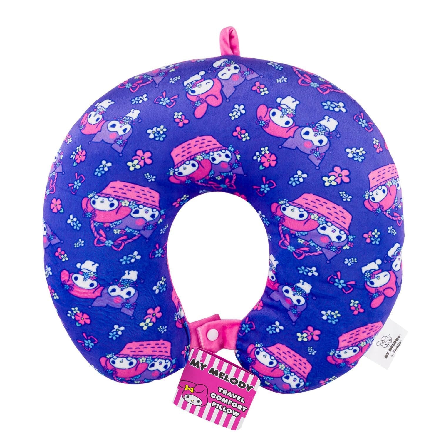 Hello Kitty and Friends Neck Pillow and Blanket Set - Bundle with Hello Kitty Travel Neck Pillow, My Melody Fleece Blanket, Tattoos, Sticker Activity Book, More | Hello Kitty Travel Accessories