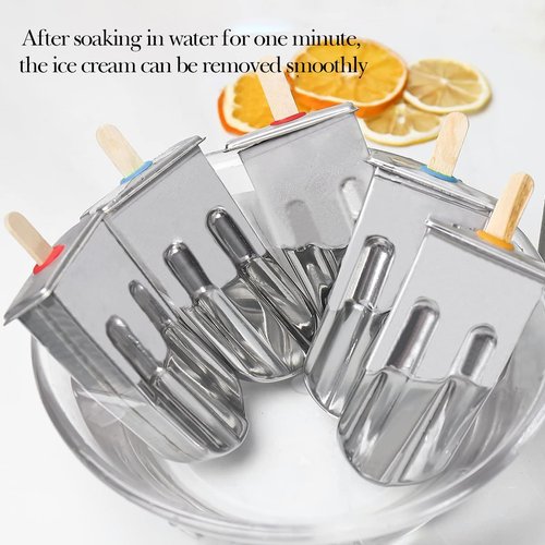 TOCCOOL 12 Pack Stainless Steel Popsicle Molds, Homemade Ice Lolly Molds with Holder, Reusable Round Head Fast Freezing Ice Treat Maker with Wooden Sticks and Bags