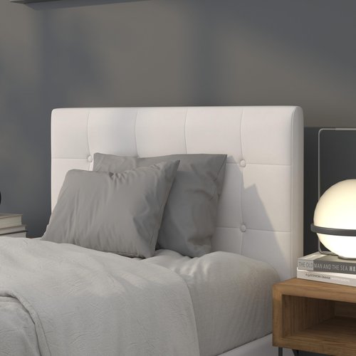 Flash Furniture Lennox Tufted Upholstered Twin Size Headboard in White Vinyl
