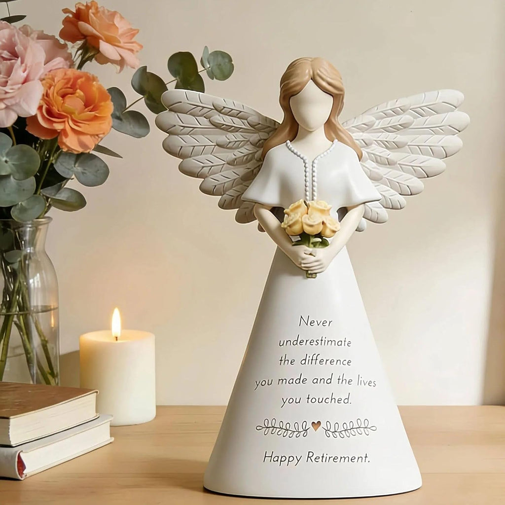 Newoh Angel Figurine Decor - Happy Retirement Gift for Women | 7.3” Retirement Party Decoration