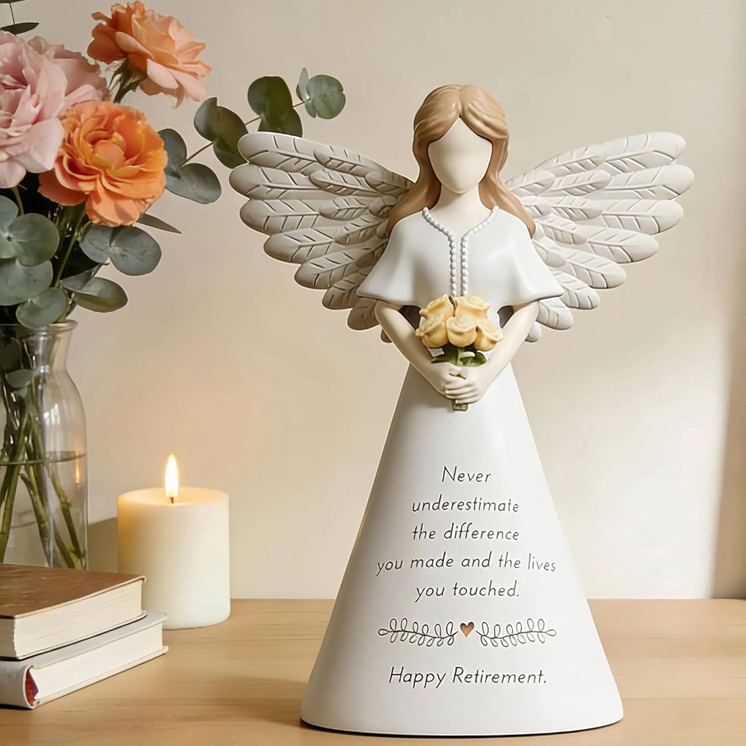 Newoh Angel Figurine Decor - Happy Retirement Gift for Women | 7.3” Retirement Party Decoration
