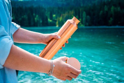 Kosdeg Copper Water Bottle - 34oz Vintage Modern Design - An Ayurvedic Pure Copper Vessel For Drinking- Drink More Water, Lower Your Sugar Intake And Enjoy The Health Benefits Immediately