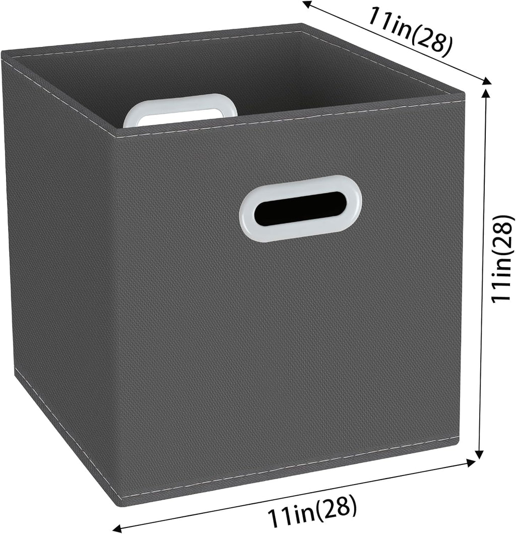 Yunkeeeper Fabric Cube Organizer - Foldable Storage Bins with Handle, 11x11x11, Set of 3 | Gray