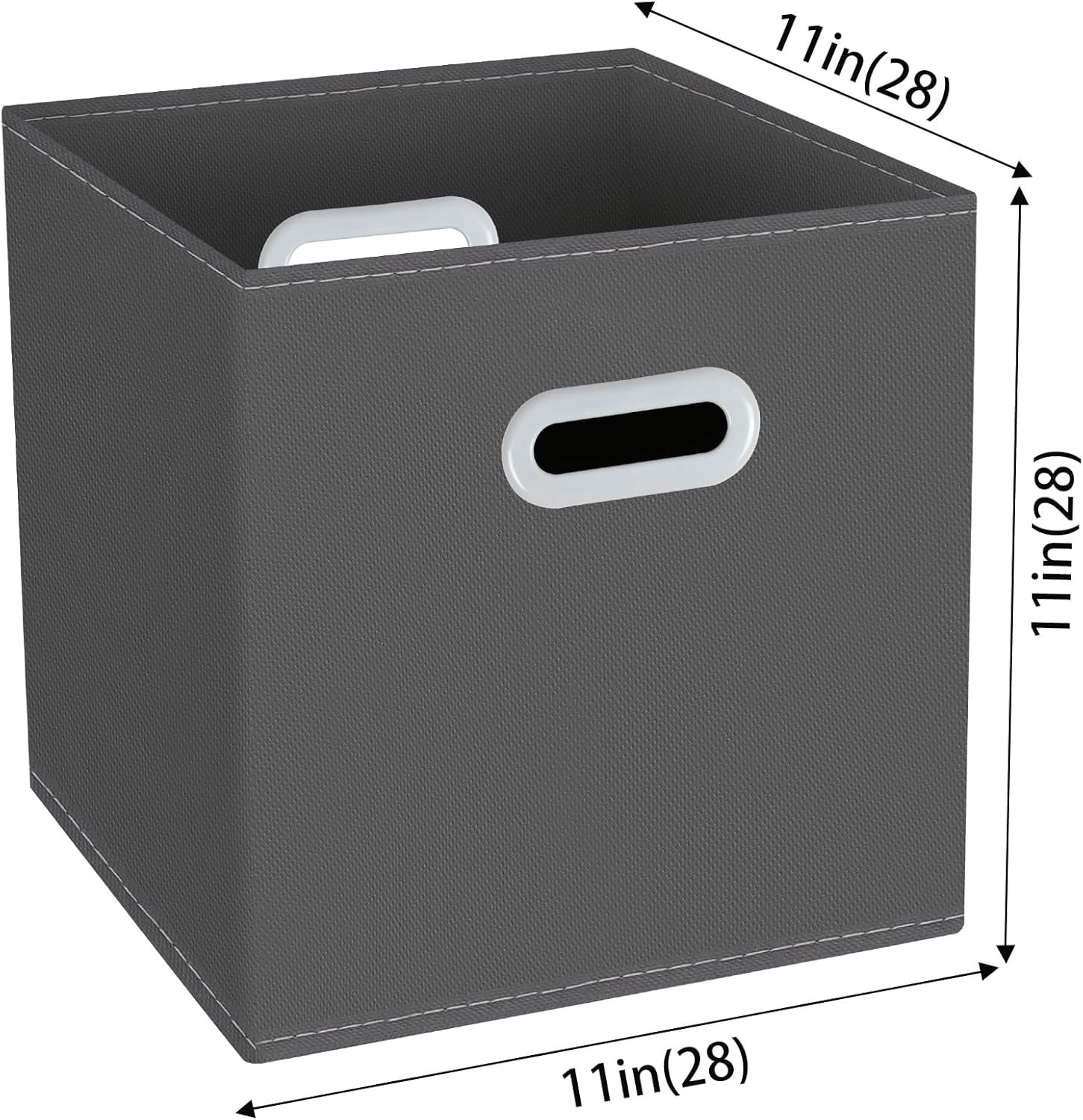 Yunkeeeper Fabric Cube Organizer - Foldable Storage Bins with Handle, 11x11x11, Set of 3 | Gray
