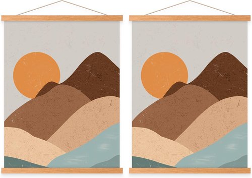 Benjia Magnetic Wood Poster Frames - 2 Pack for 24x36, 24x18, & 24x30 Artwork Display
