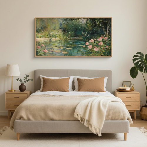 FWIEXA Monet Floral Framed Canvas Wall Art Set - Impressionist Botanical Garden Decor | 20x40 Inches