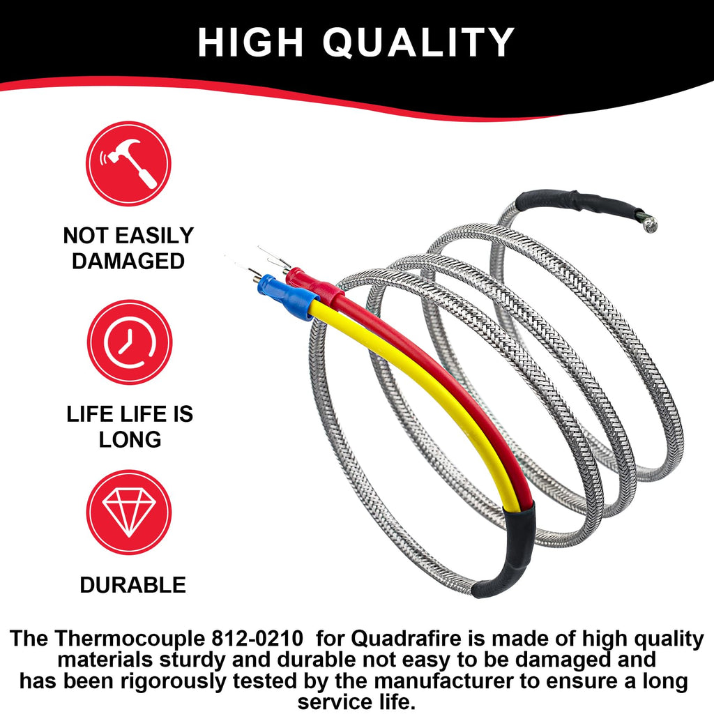 812-0210 Thermocouple Replacement for Quadrafire pellet stove parts, Fits for Quadrafire 800, 1000, 1100i Insert, 1200 Freestanding & 1200i Insert parts, for Quadrafire pellet stove replacement parts