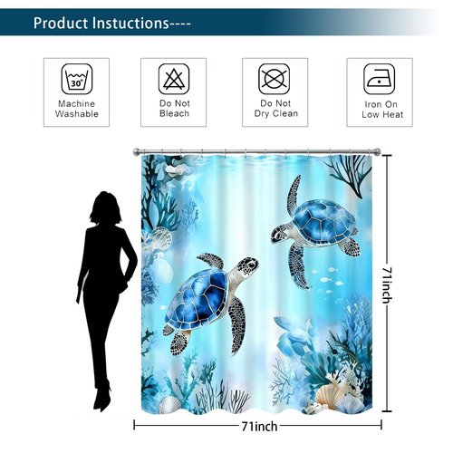 Dreamrflove Turtle Shower Curtain,Ocean Themed Bathroom Decor, Tropical Sea Beach Shower Curtain,Summer Shower Curtains for Bathroom 72x72 Inch Proof Polyester Insulated Home Decor