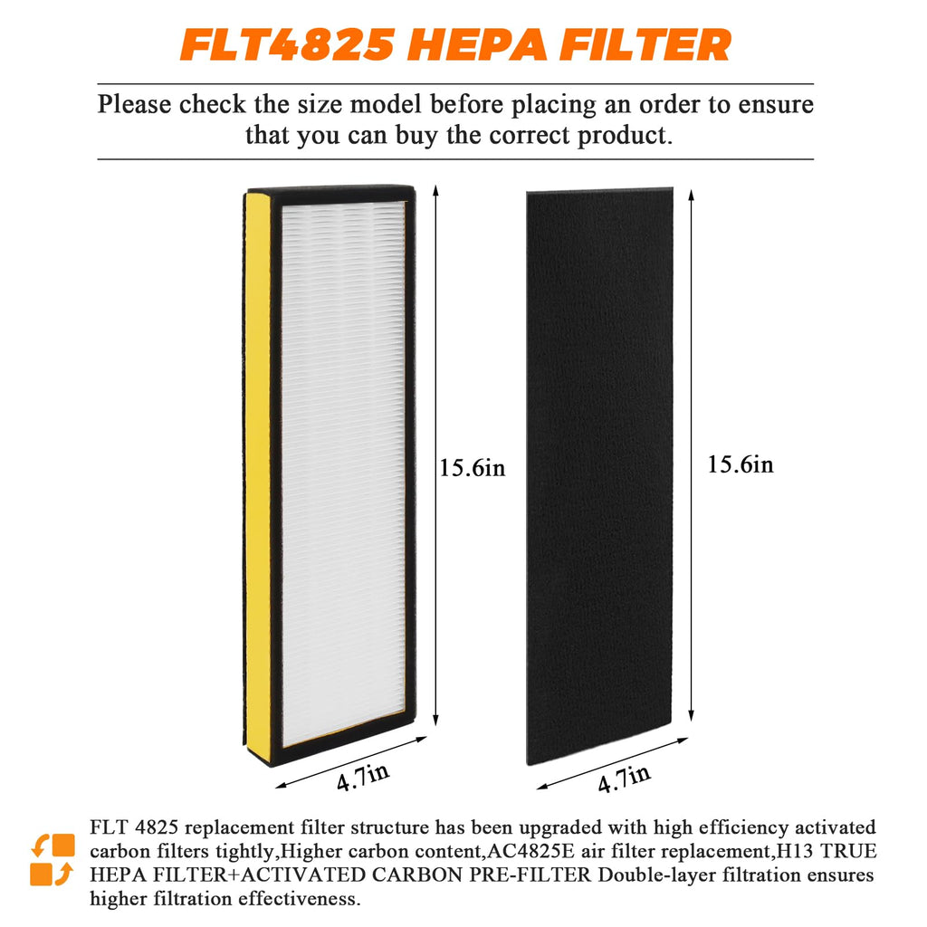 FLT4825 Replacement Filter B Replaces AC4825 AC4825DLX AC4825E replacement filter (FLT4825 Filter b replacement Pack of 2 x AC4825 Filters + 2 x Carbon Pre-Filters) by Blutoget