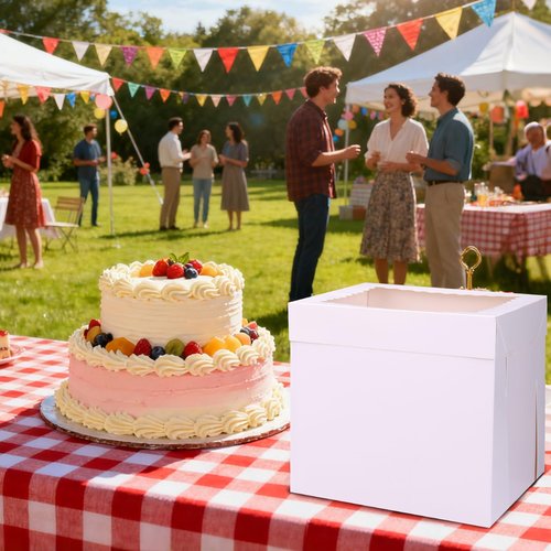 Moretoes 16pcs Cake Boxes, 10x10x10 Inches Tall White Square Bakery Boxes, Cajas Pasteles for Tier Cakes, Take Out Carrier Containers, Valentine's Day, Birthday, Wedding, Party