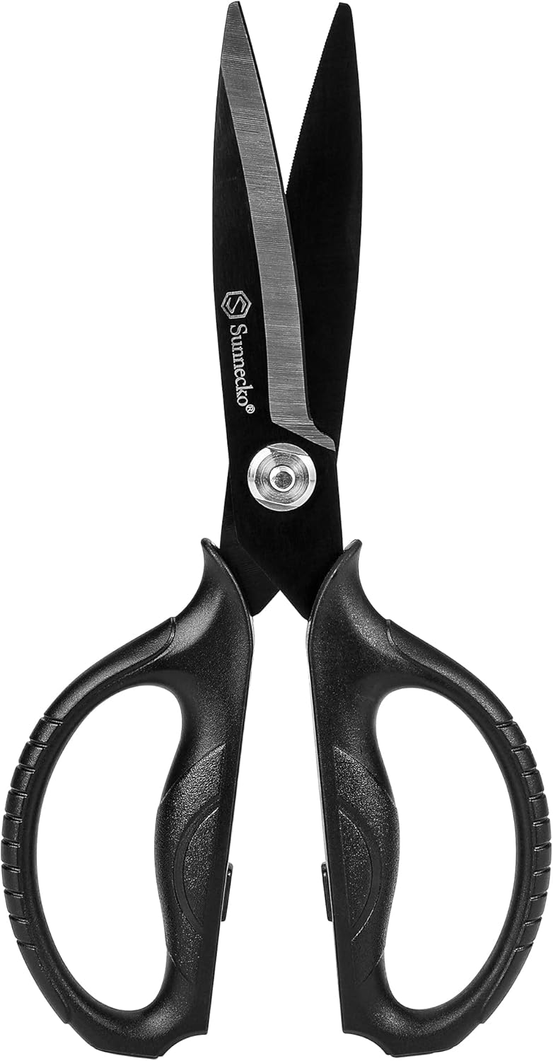 Sunnecko Kitchen Scissors - Heavy Duty Titanium Coated Shears with Micro Serrated Blades | All Purpose Kitchen Tool