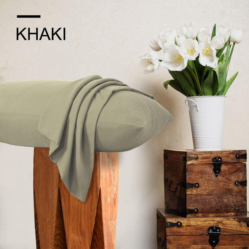 PiccoCasa Zippered Pillowcases - Soft 100% Brushed Microfiber Set of 2 | Standard Khaki (20"x26")