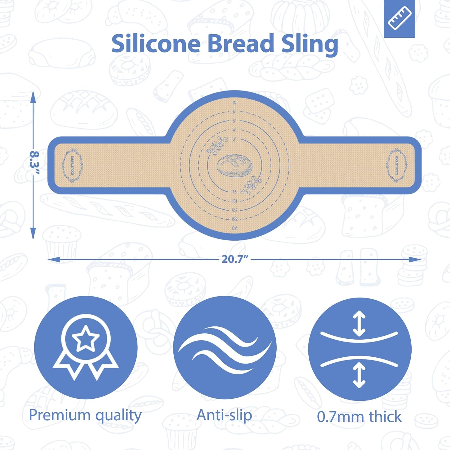 Silicone Bread Sling by [Brand Name] - Non-Stick Sourdough Baking Mat for Easy Transfer | 2PCS