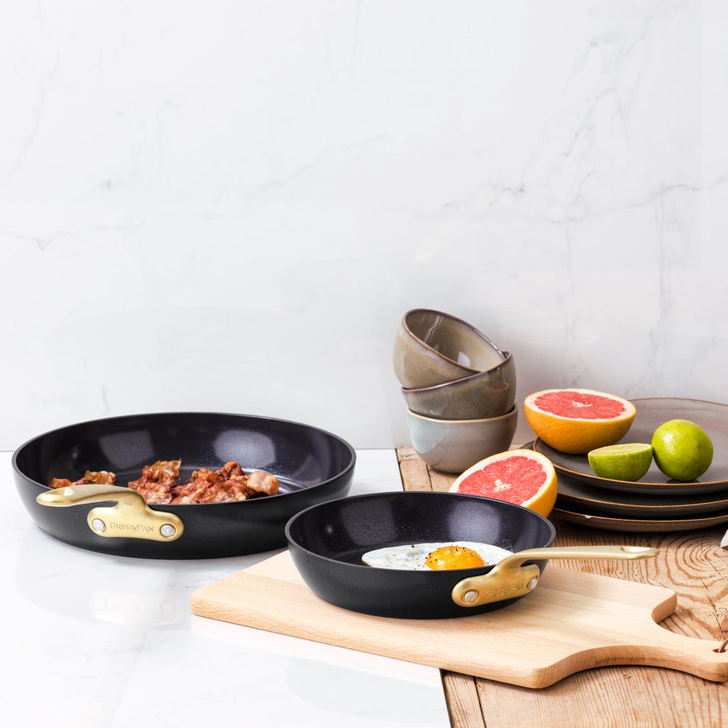 GreenPan Craft 8” and 11” 2 Piece Frying Pan Skillet Set, Healthy Ceramic Nonstick, Non-Toxic PFAS-Free, Dishwasher Safe, Oven Safe, Black