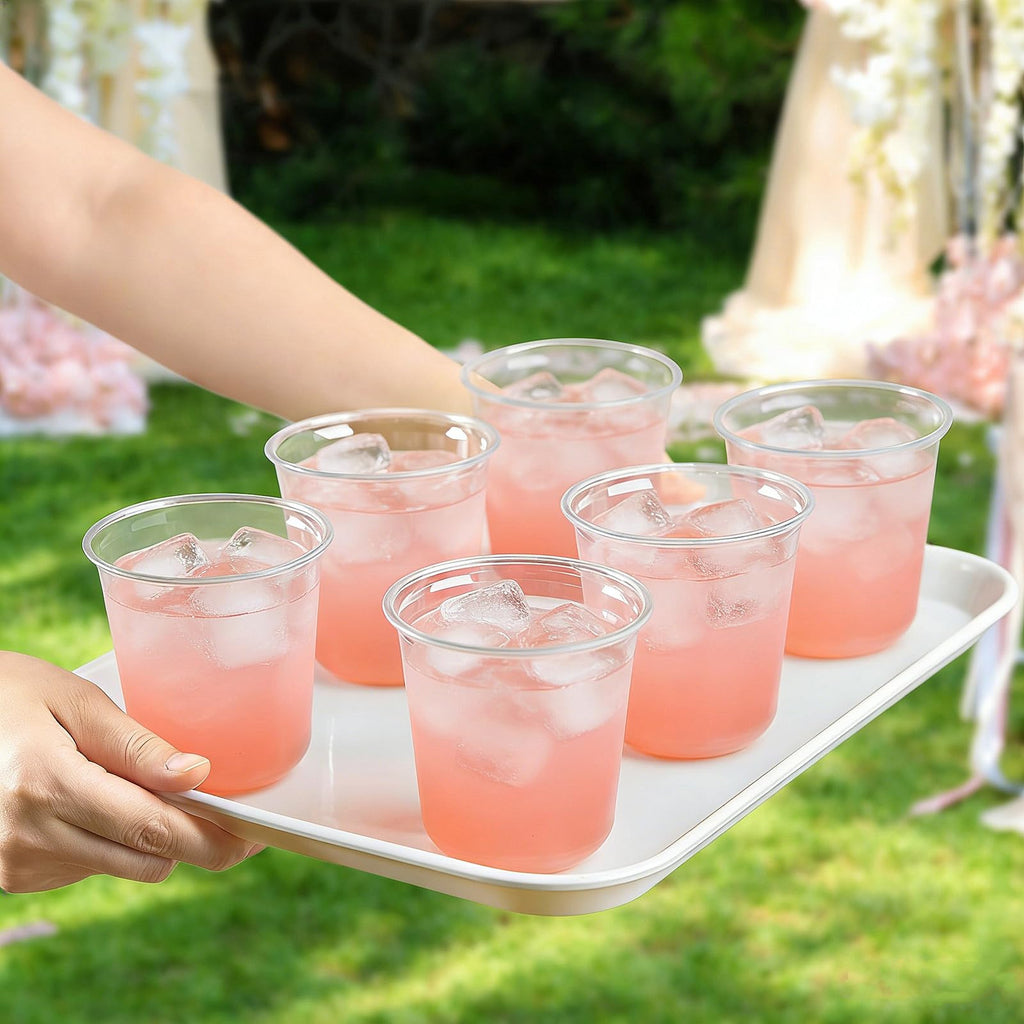 Jycnolm 100 Pcs Round Bottom Plastic Cups 12 oz Disposable Stemless Wine Glasses Cocktail Clear Party Cups for Meeting, Wedding, Birthday, Party Supplies