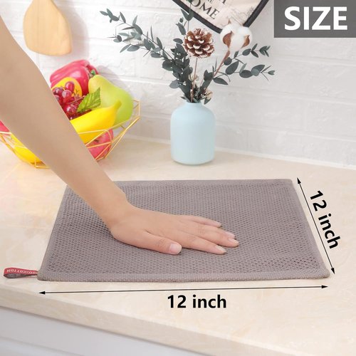 Homaxy Kitchen Dish Cloths - Ultra Soft 100% Cotton Waffle Weave | Quick Drying, 12-Pack, Multicolor, 12 x 12 Inches