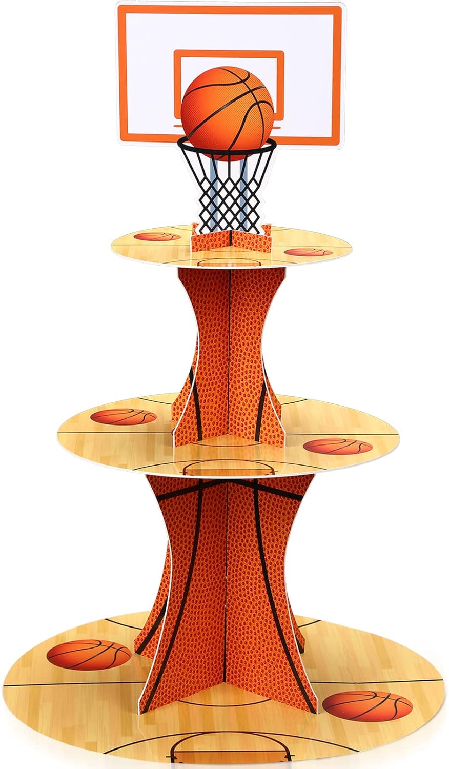 Nuenen Basketball Cupcake Stand - 3 Tier Sports Theme Party Decor for Birthday Celebrations