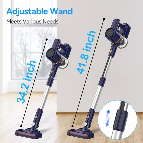 Powaert N7S Cordless Vacuum Cleaner, 6-in-1 Multifunction Cordless Vacuum, 210W Powerful Vacuum Cleaner, 6 Cell 2200mAh Stick Vacuum Cordless Rechargeable for Home (Indigo)