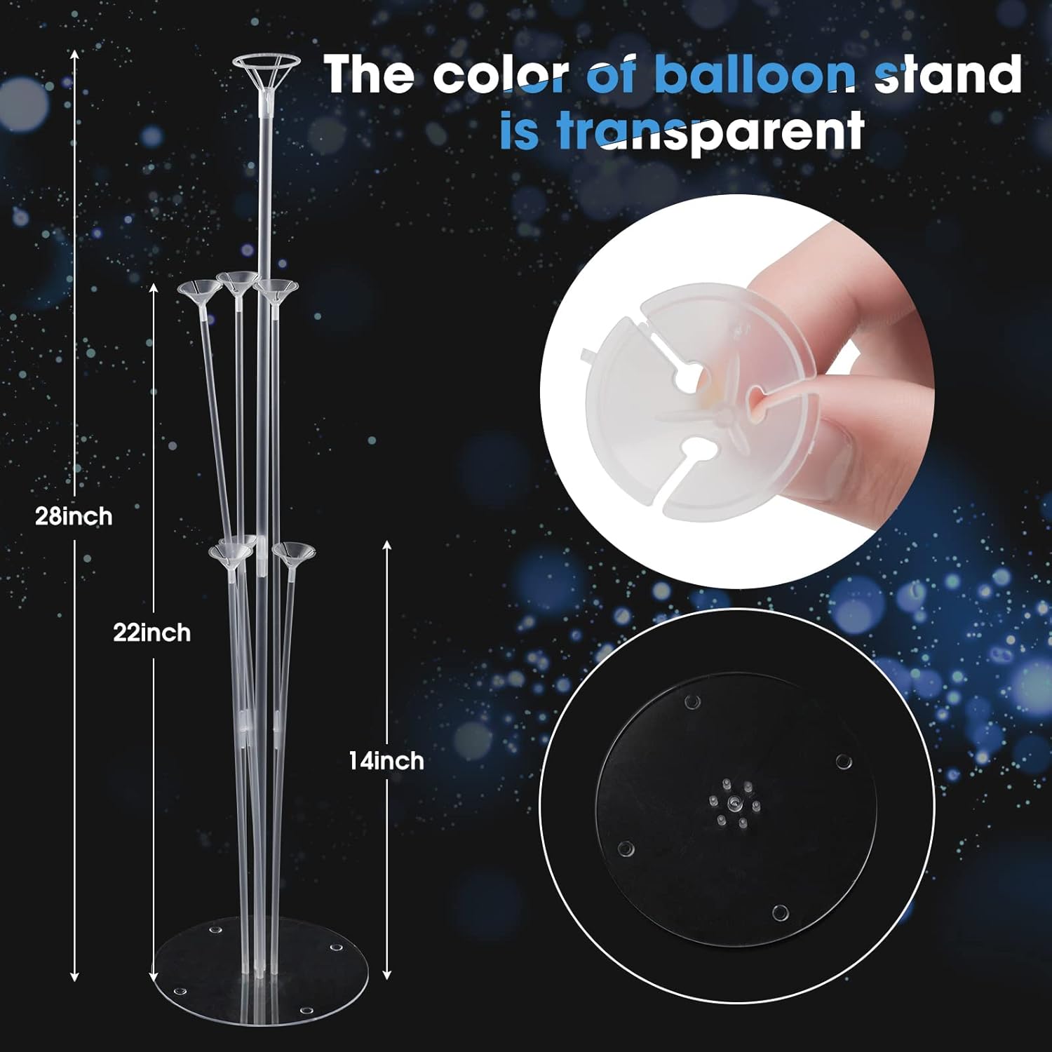 Voircoloria Balloon Stand Kits - 6 Sets with Sticks & Base for Graduation, Birthday, Baby Shower Decor