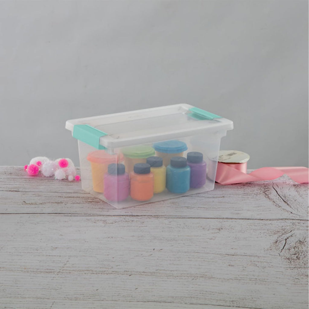 Sterilite 4-Pack Clip Box | Stackable Clear Plastic Bins with Latching Lids - Medium Storage for Crafts & Office Supplies