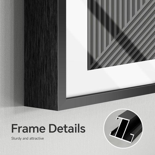 Framed Modern Black and White Abstract Wall Art - Set of 3 Minimalist Canvas Prints | 24x36 Inch for Living Room & Office