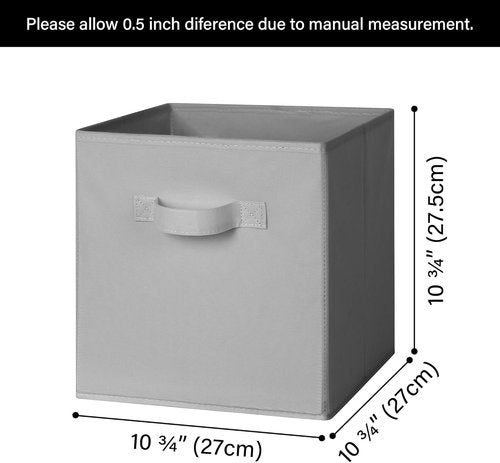 Granny Says Cube Storage Bins - Foldable Fabric Organizer with Handle | 11x11 Gray, 6-Pack for Closet & Office