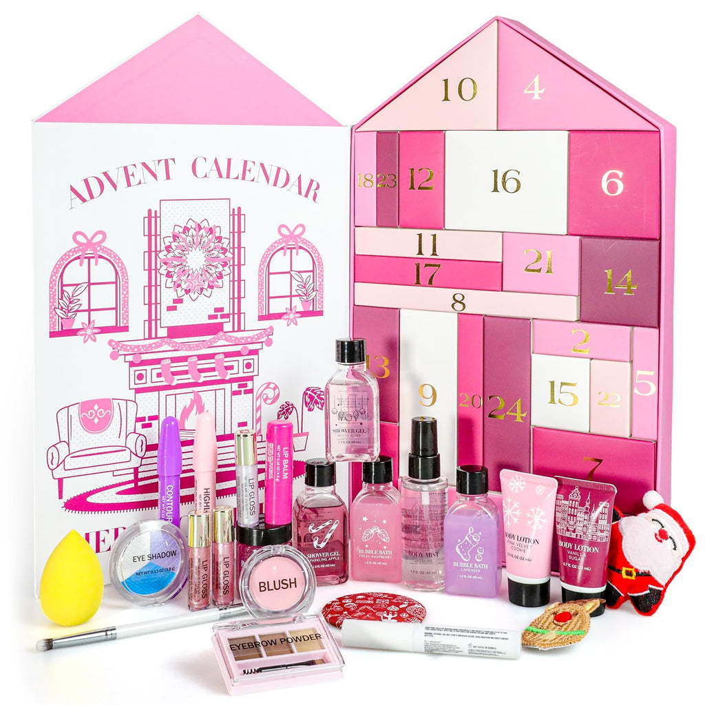 Regine Switzerland Makeup Advent Calendar 2025 - Ultimate Beauty Gift Set for Women & Teens | Includes Mascara, Blush, Lip Balm, Shower Gel
