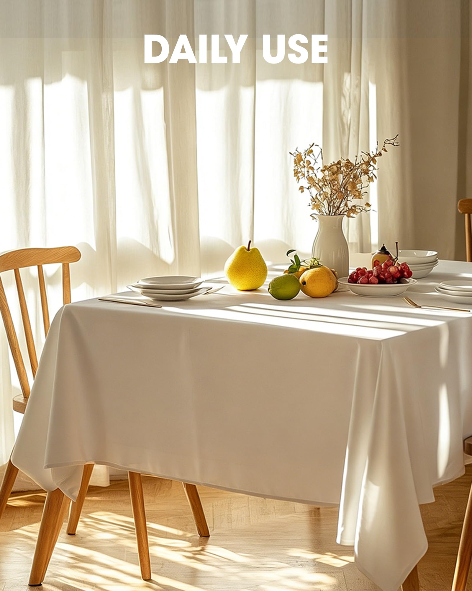 Pureegg Rectangle Table Cloth 60" x 102" – Durable Polyester Tablecloth Offers Reusable & Washable Protection, Ideal for Outdoor Party, Picnic, Wedding, Banquet and Birthday, 9 Pack, White