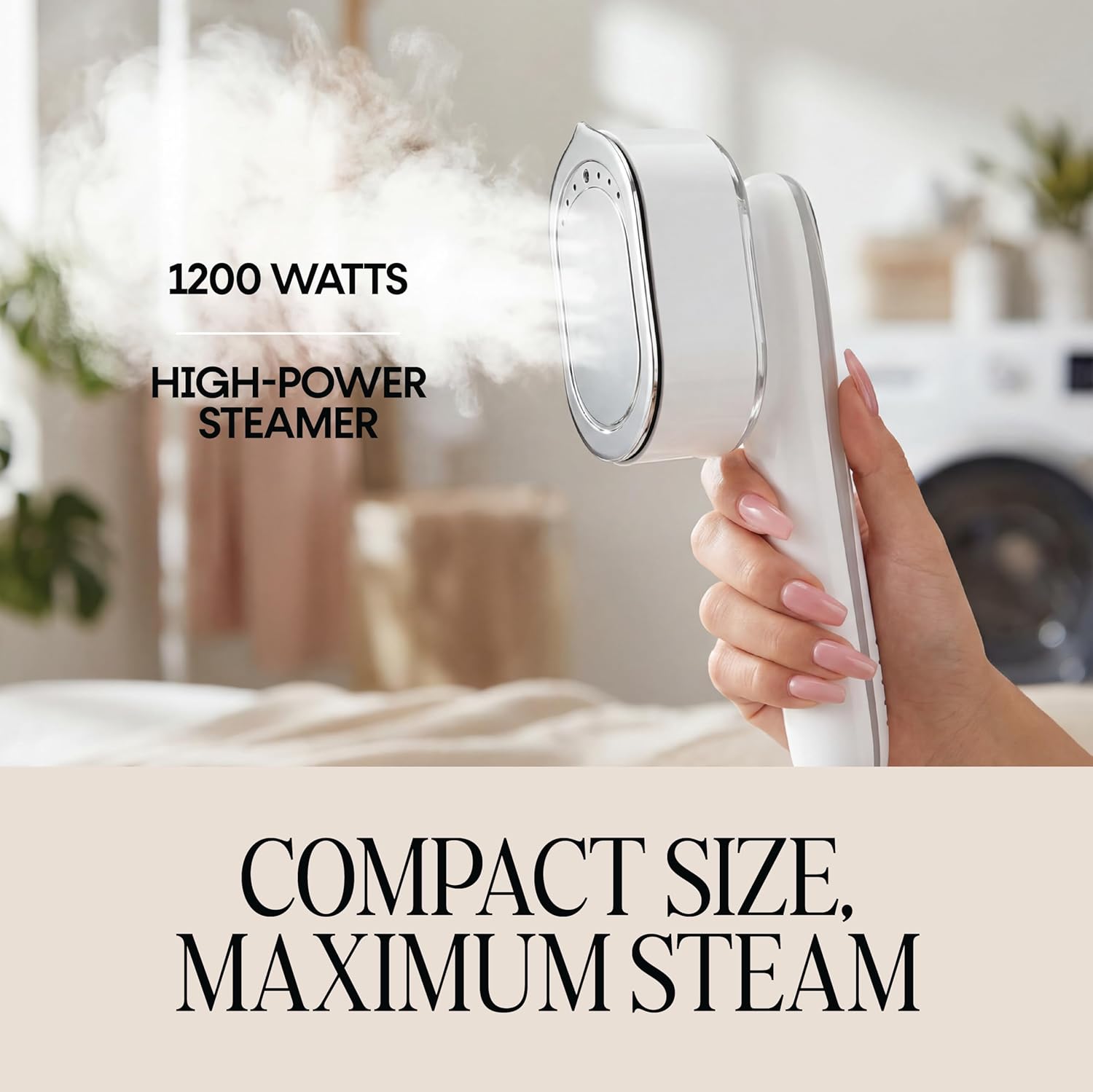 Skiennix Handheld Garment Steamer - 2-in-1 Portable Iron with Fast 10s Heat-Up, LED Display & Leak-Proof Design - White