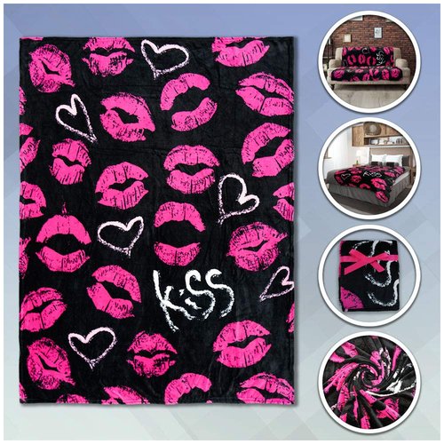 Infinity Republic Tie-Dye Neon Super Plush Throw 50x60in Blanket - Perfect for Cuddle Season for Bedroom, Living Room, All Seasons, Holidays, Kids, Babies, Adults & Decor (Pink & Black Kisses)