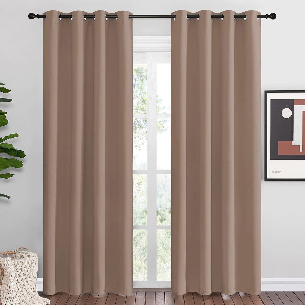 NICETOWN Blackout Curtains - Thermal Insulated Grommet Drapes for Bedroom | Set of 2 Panels, 55 x 86 Inch, Cappuccino