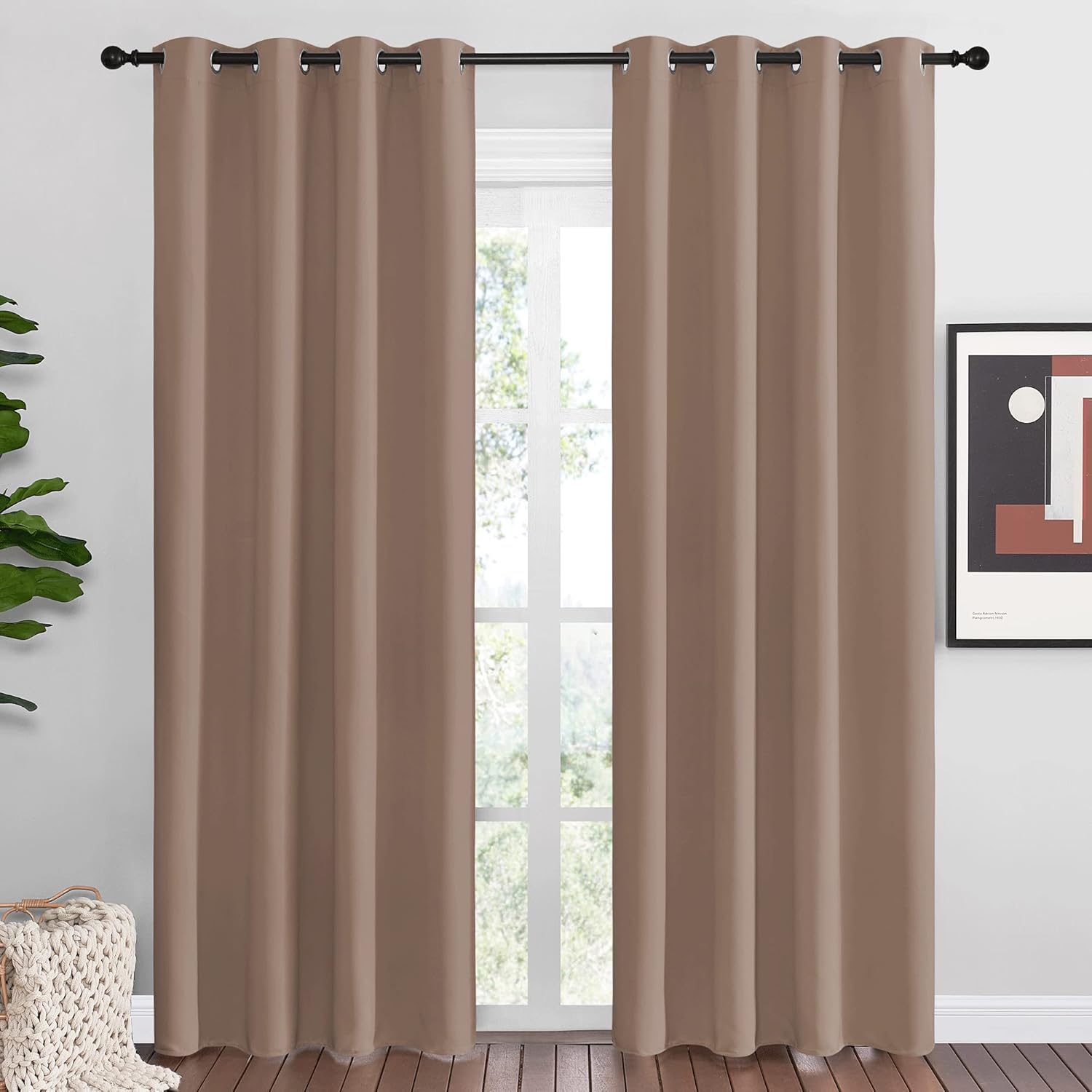 NICETOWN Blackout Curtains - Thermal Insulated Grommet Drapes for Bedroom | Set of 2 Panels, 55 x 86 Inch, Cappuccino