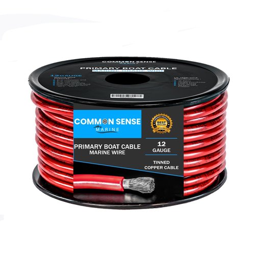 12 Gauge Primary Boat Cable - 100 ft Marine Grade Wire Tinned Oxygen-Free Copper - 12 AWG UL 1426 Standard PVC Wire for Boat, Automotive, Speakers, Camper & Trailers