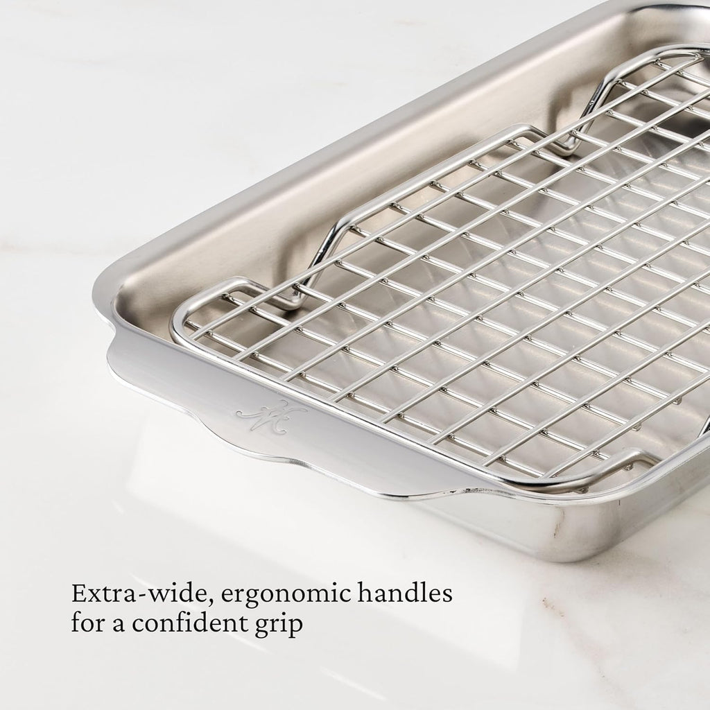 Hestan OvenBond Provisions - Tri-Ply Stainless Steel 2-Piece Mini-Eighth Sheet Pan & Rack Set (6 x 9")