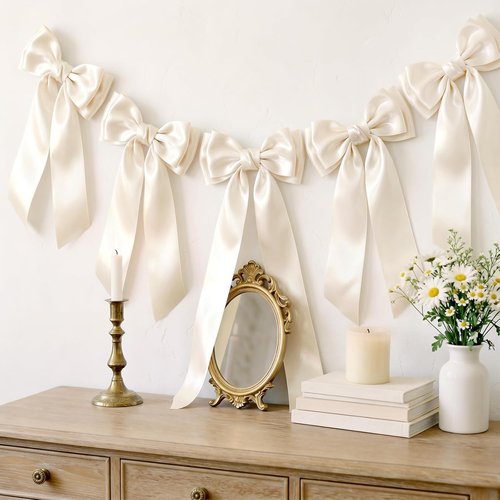 LaRibbons Ivory Satin Ribbon - 3 Inch x 10 Yards | Double-Faced for Bouquets, Sashes & Crafts