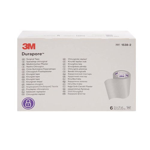3M Health Care 1538-2 Durapore Surgical Tape, Standard Roll, Silk-Like, 10 yd. L x 2" W (Pack of 60)